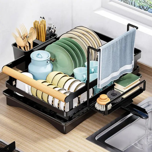 Dish Drying Rack With Drainboard  For Kitchen Sink Counter Organizer