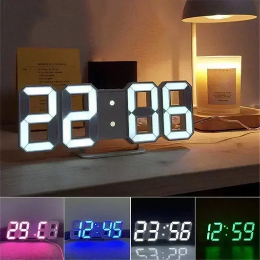3D Digital Wall Clock Decoration for Home Glow Night Mode For bedroom living room