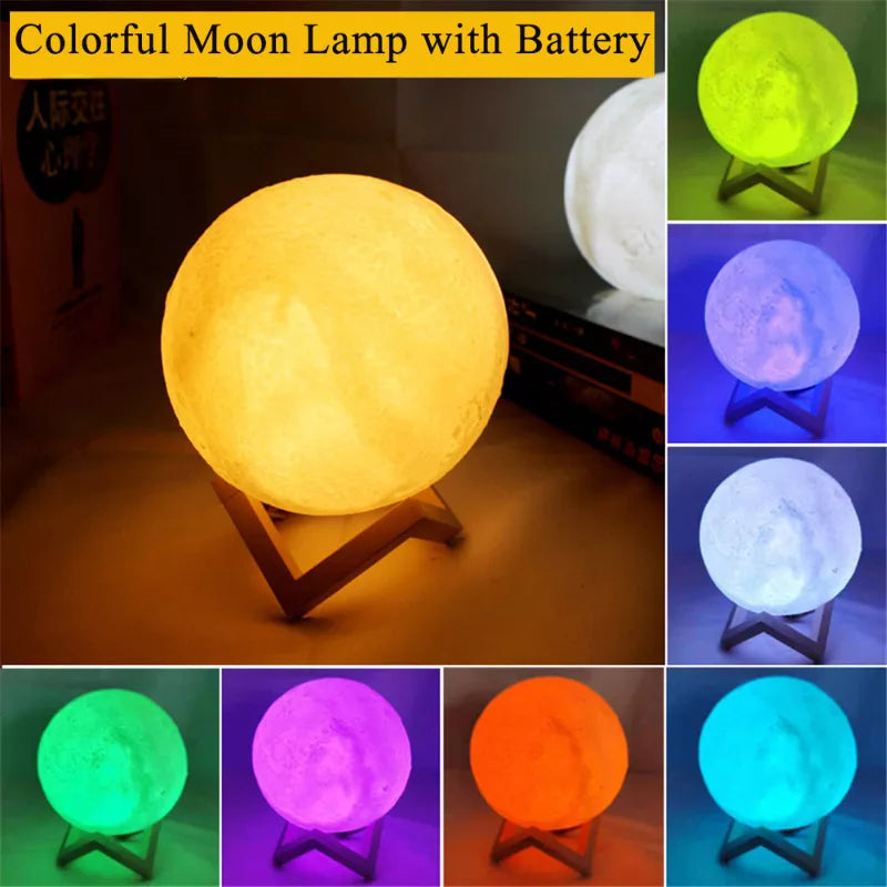 LED Night Light 3D Printing Moon Night Lamp Home Decor